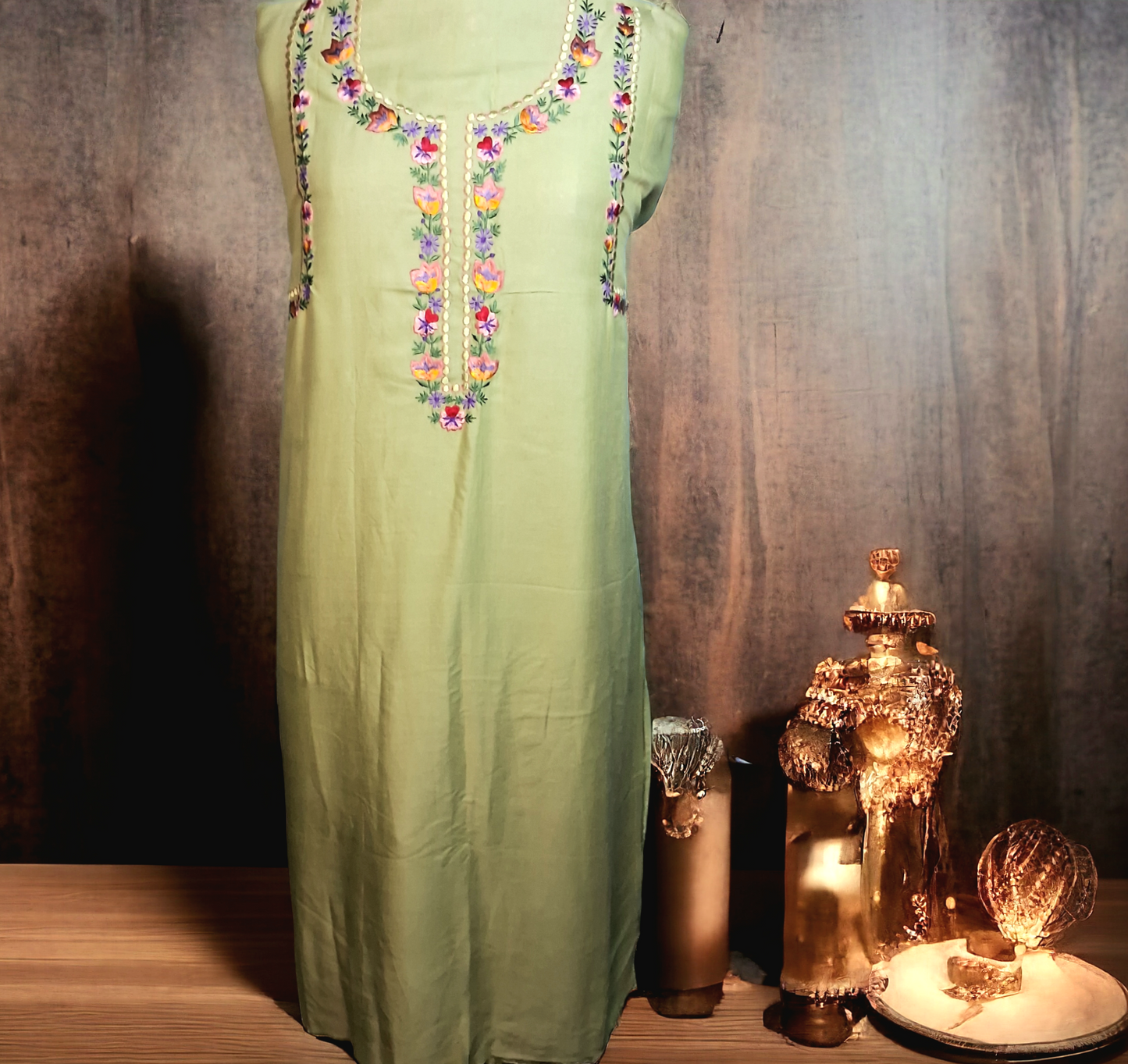 Pista green rayon kurti