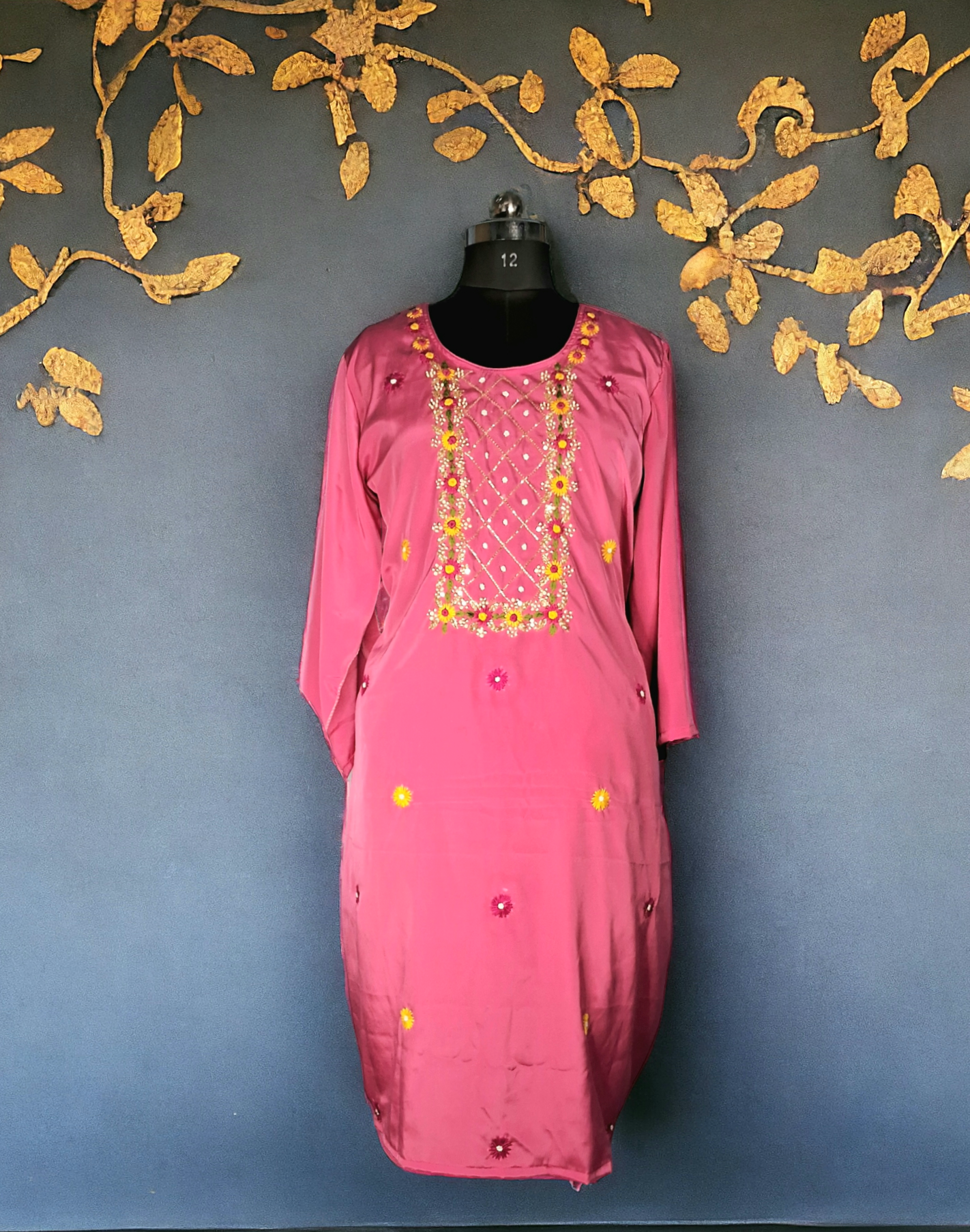 Pink Silk kurti 5