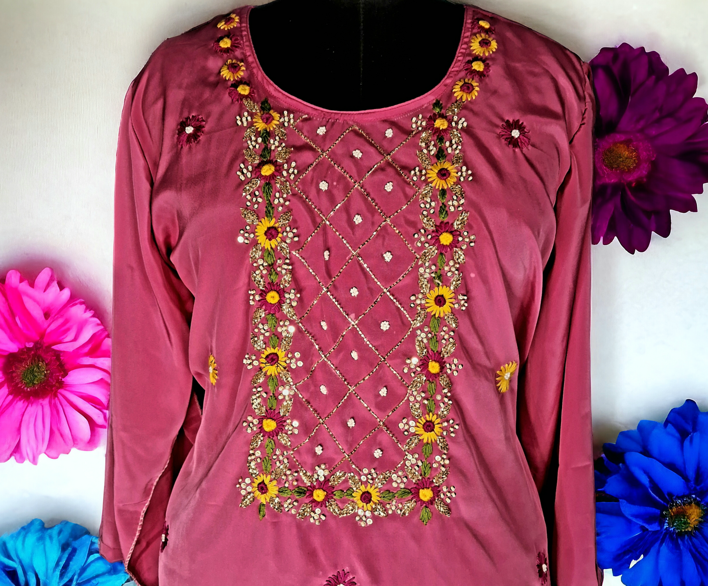 Pink Silk kurti 5