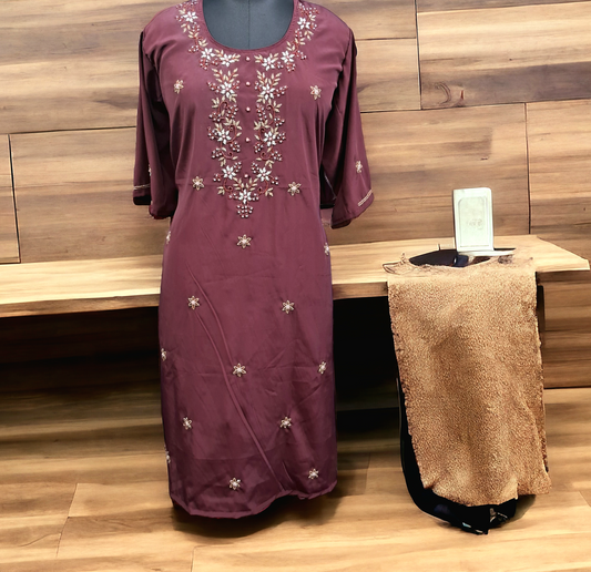 Brown silk kurti