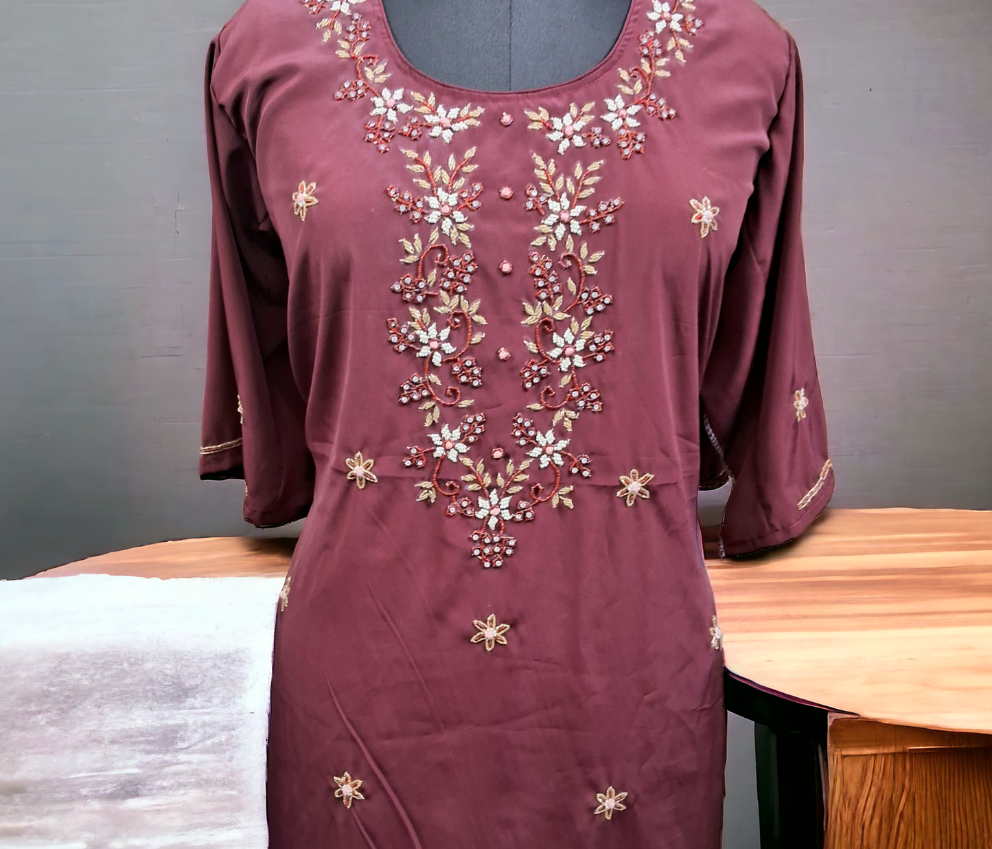 Brown silk kurti