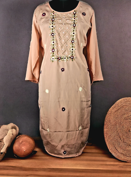 Peach Silk kurti