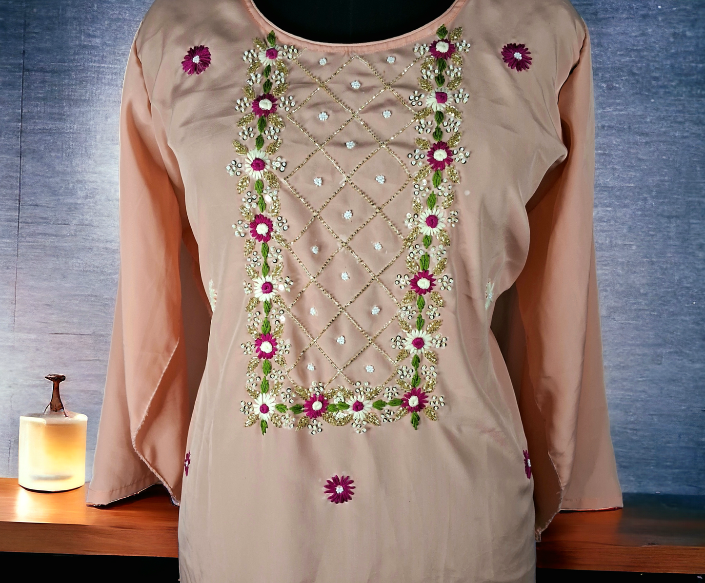 Peach Silk kurti