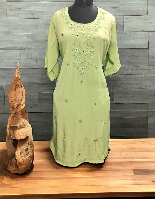 Pista green Silk kurti 5