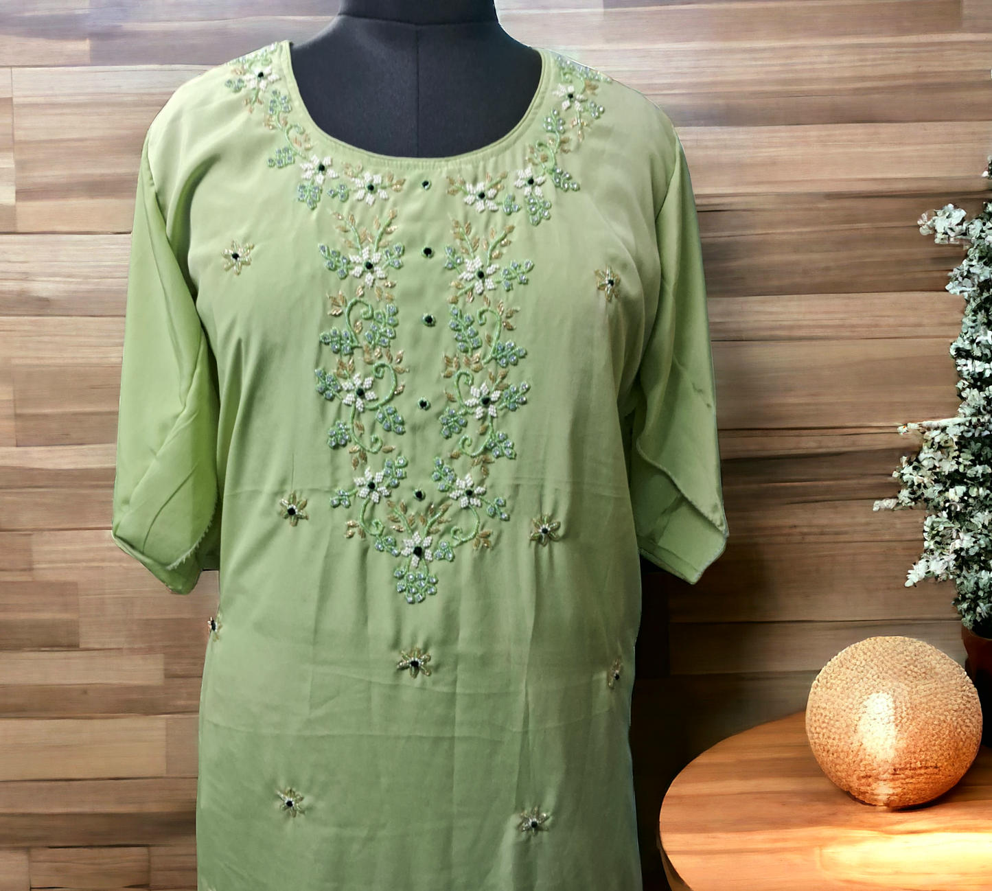 Pista green Silk kurti 5