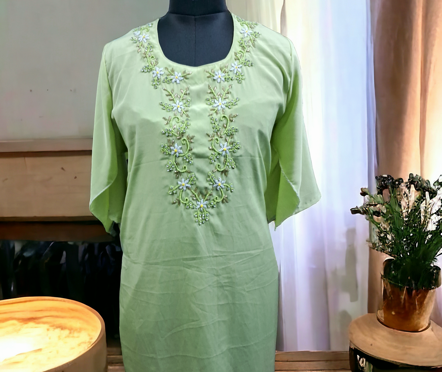 Pista green Silk kurti