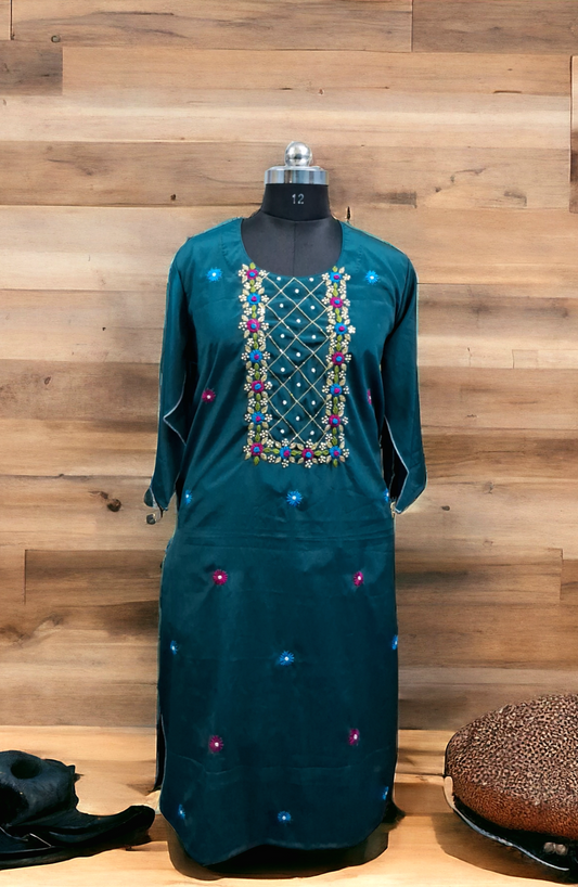 Blue silk kurti