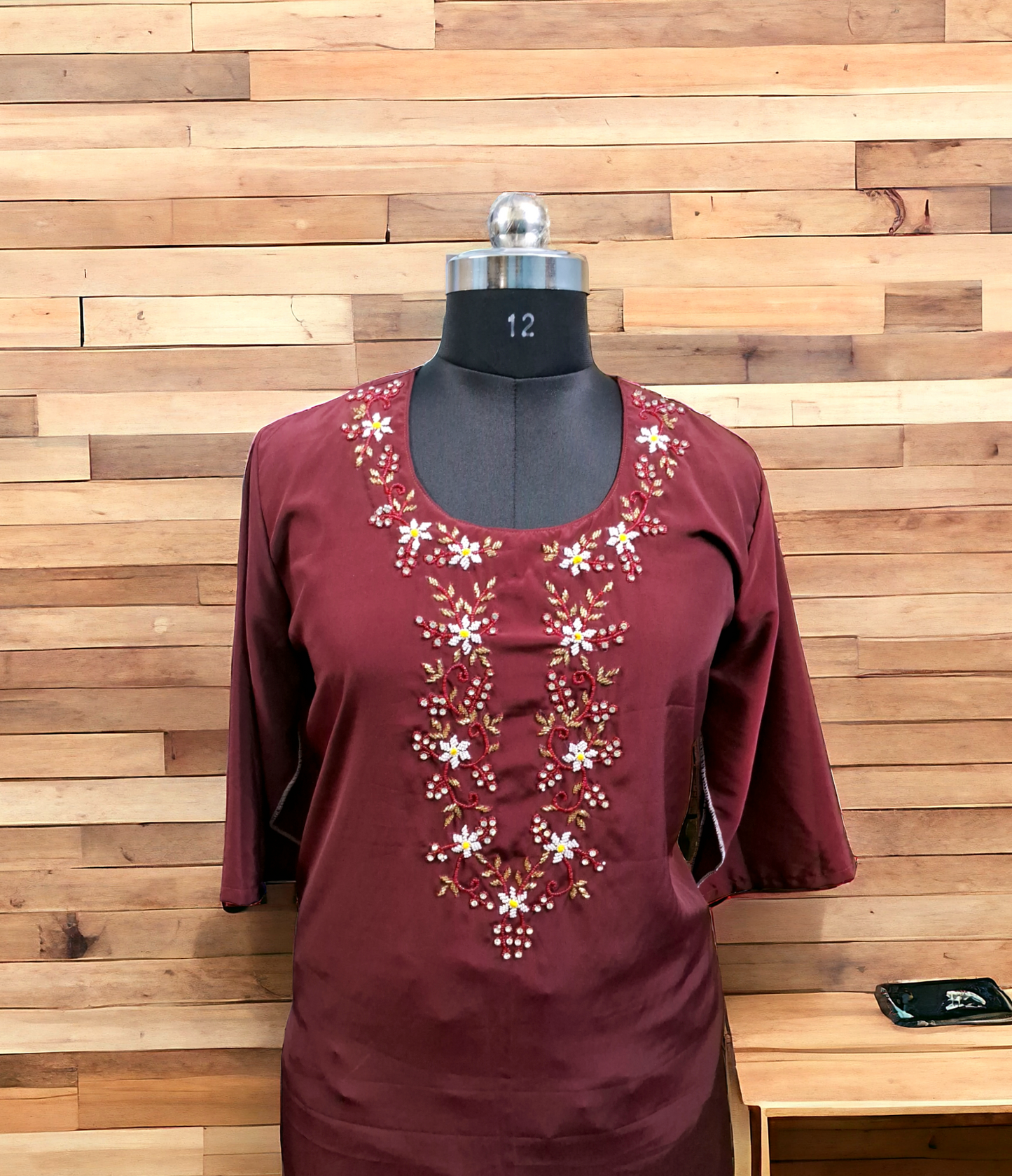 Wine silk kurti