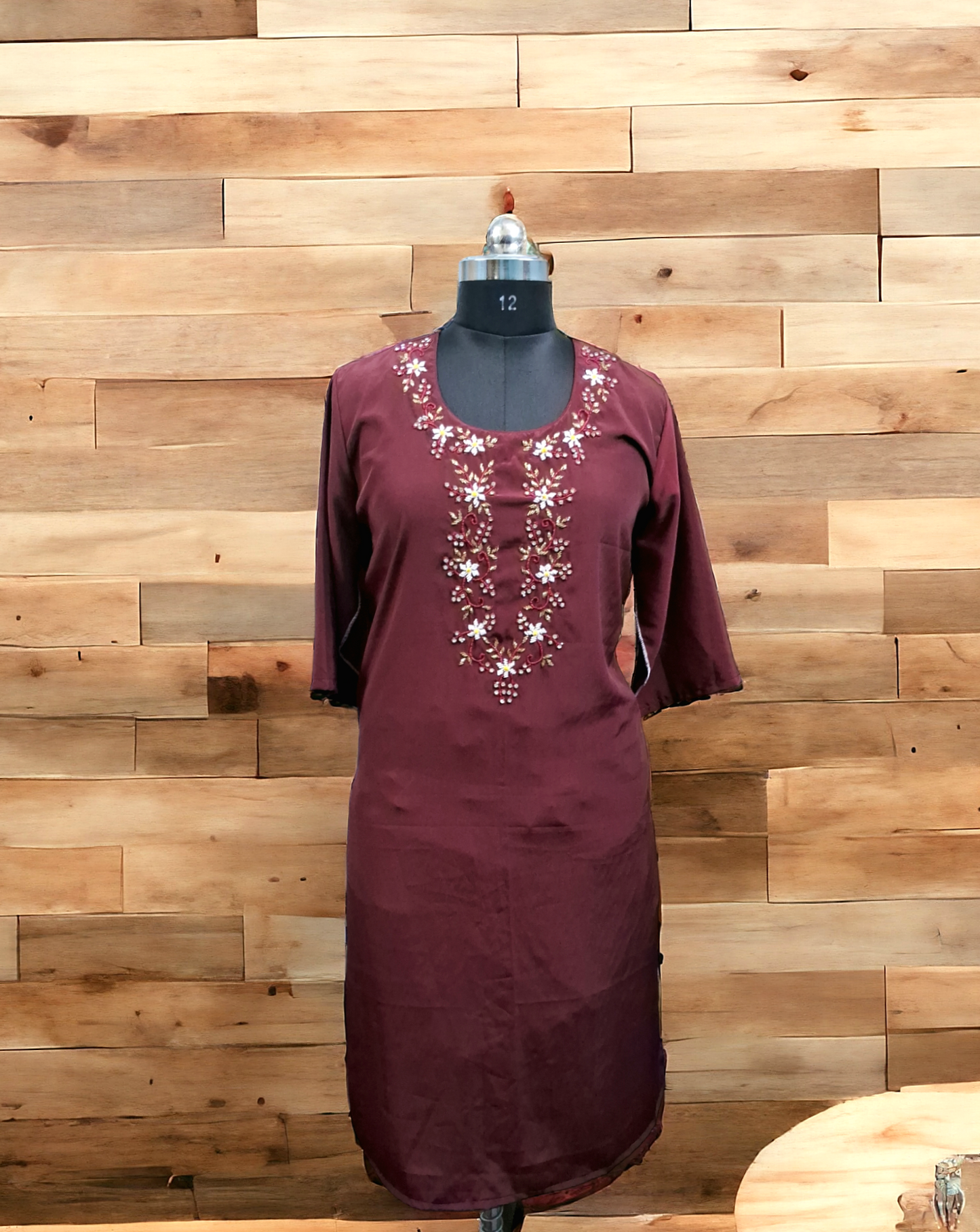 Wine silk kurti