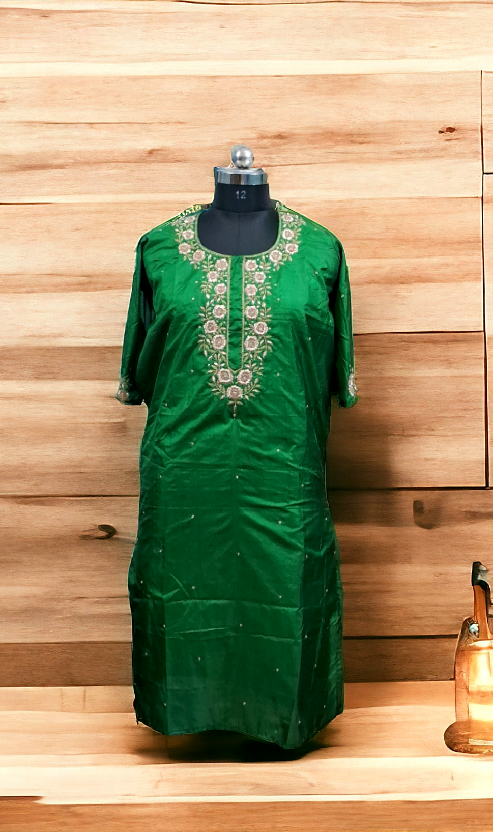 Green pure silk kurti