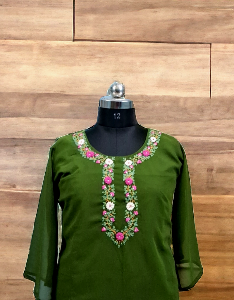 Mehndi green goergette kurti