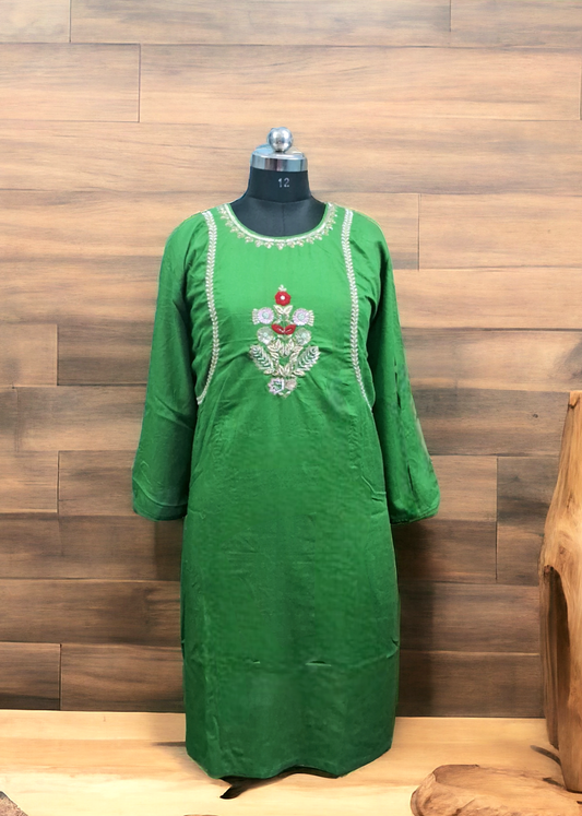 Green zardozi  rayon kurti