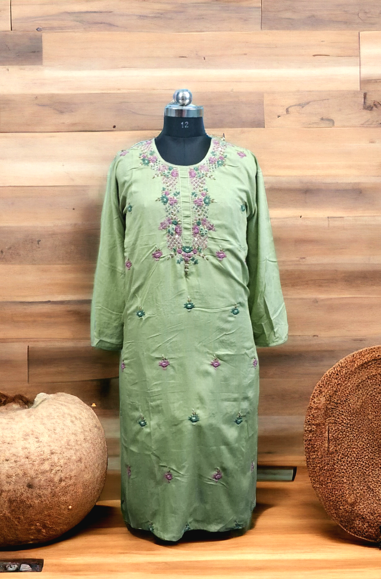 Pista green rayon kurti