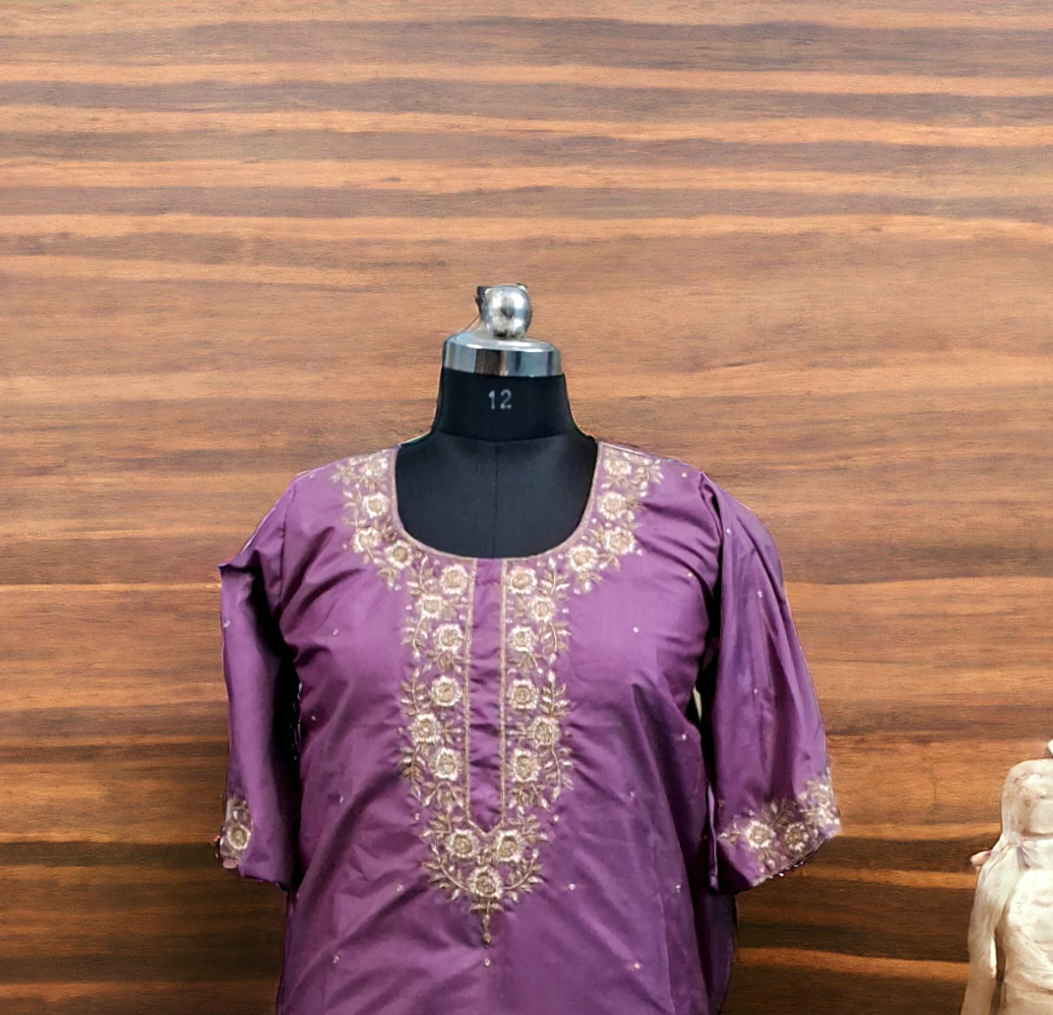 Mauve pure  silk kurti