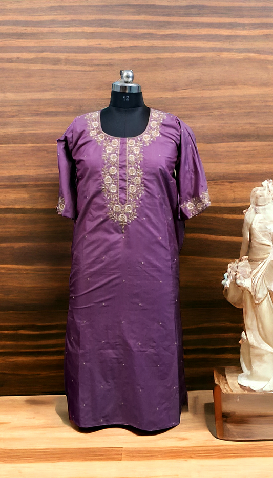 Mauve pure  silk kurti