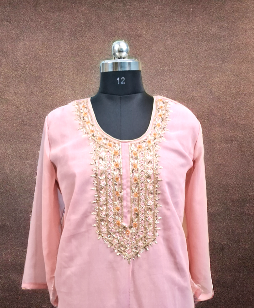 Peach Goergette Kurti 5