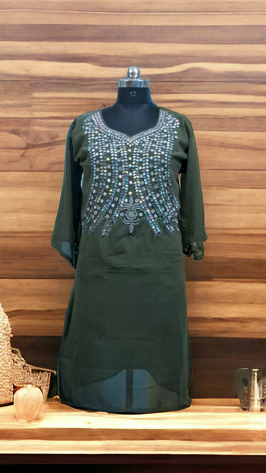 Pastel green  mirrror goergette kurti