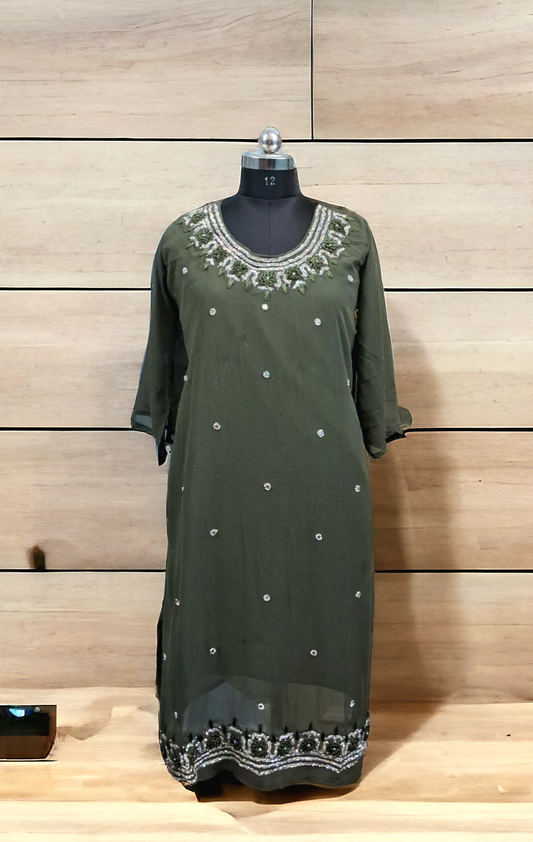 Pastel green  mirrror goergette kurti