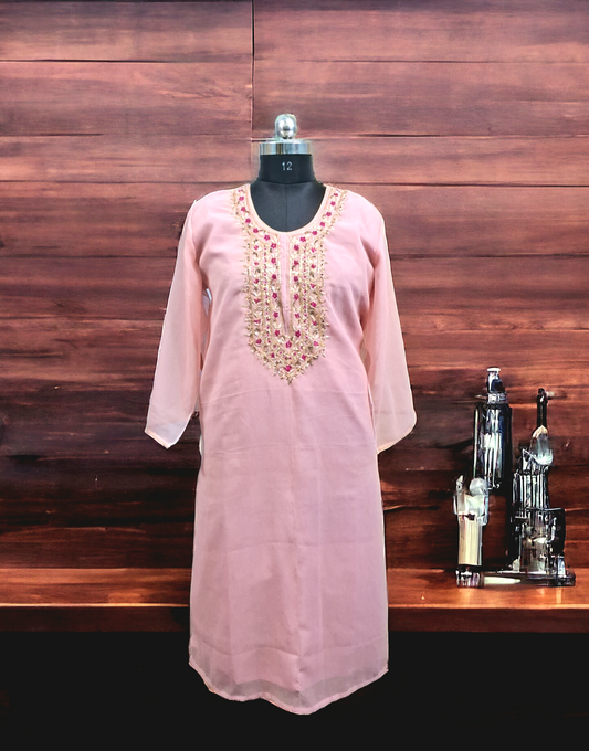 Peach goergette kurti