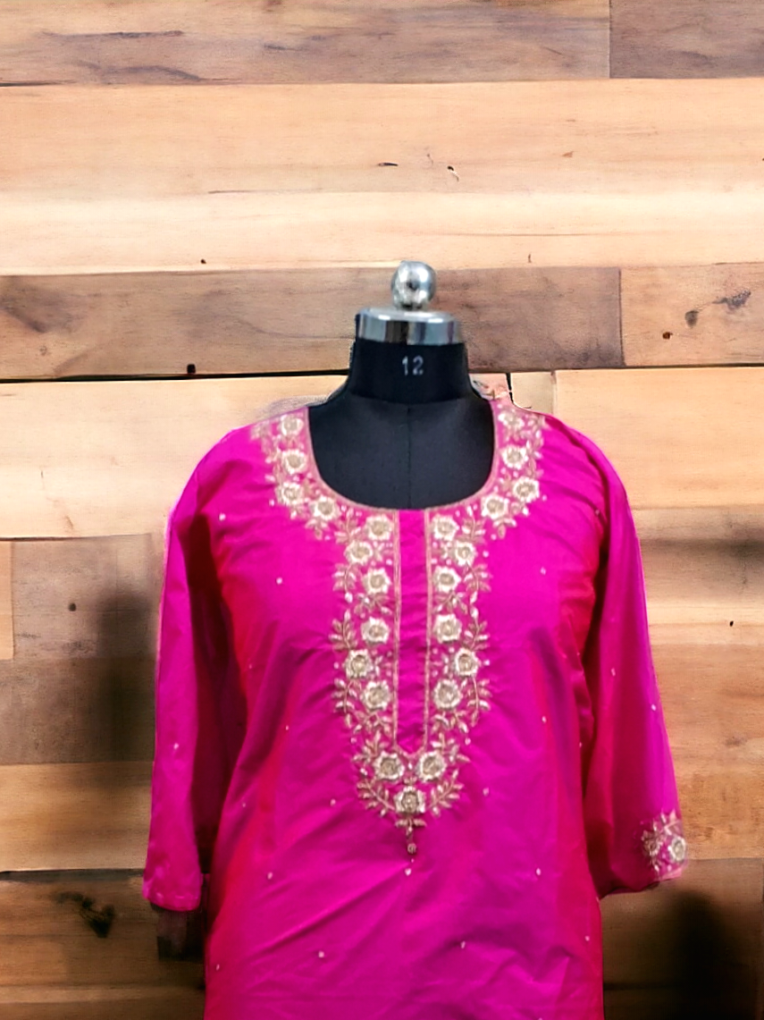 Pink pure silk kurti