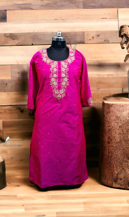 Pink pure silk kurti