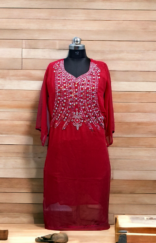 Red  Mirror Goergette kurti