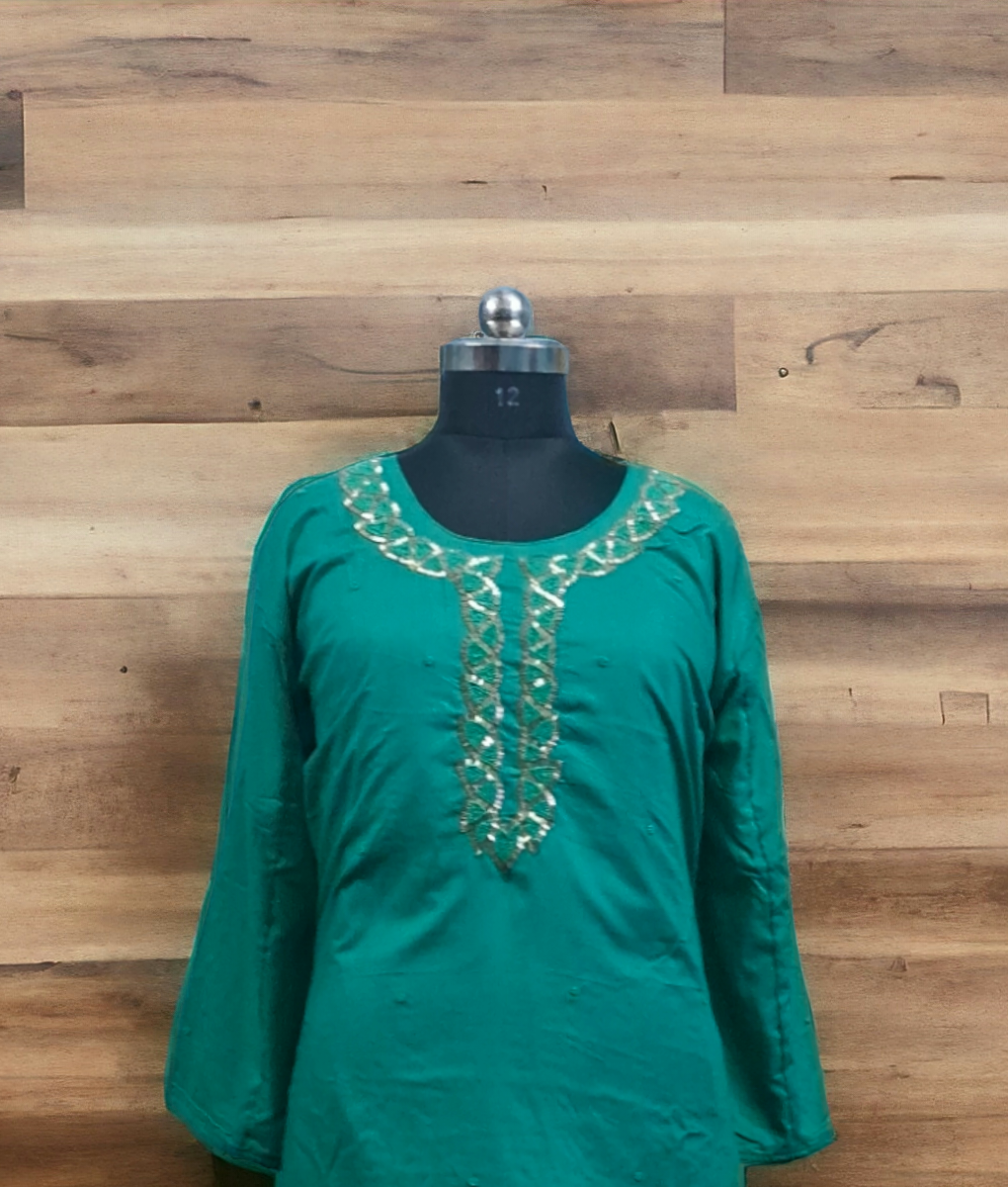 Turquoise blue rayon kurti