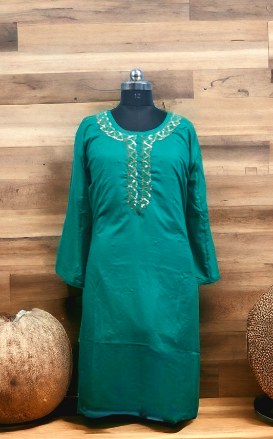 Turquoise blue rayon kurti