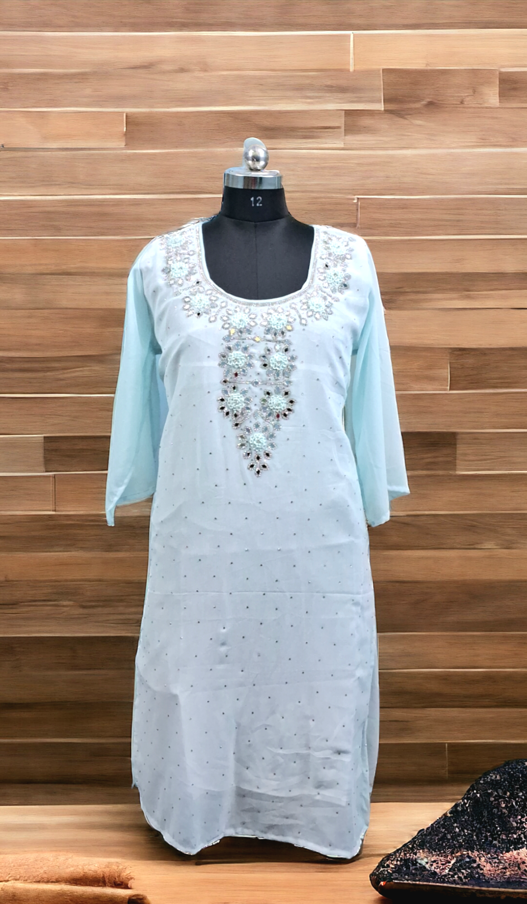 Sky blue goergette mirror kurti