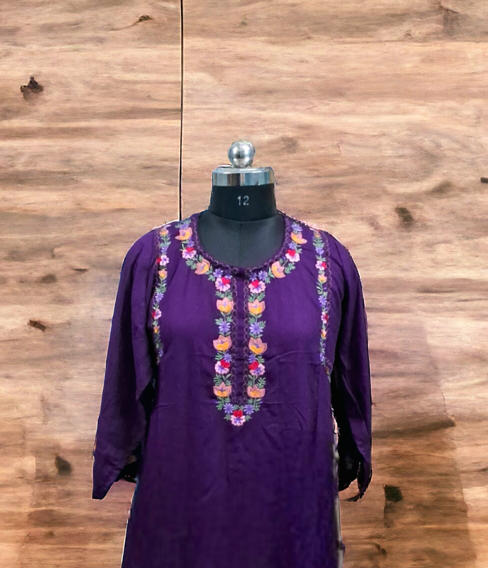 Wine rayon kurti